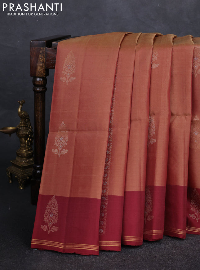 Maroon Kanchipuram Soft Silk Saree - Buttas