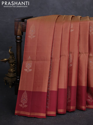 Maroon Kanchipuram Soft Silk Saree - Buttas