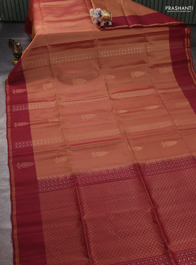 Maroon Kanchipuram Soft Silk Saree - Buttas