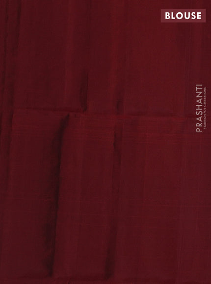 Pecock Blue & Maroon Kanchipuram Soft Silk Saree - Buttas