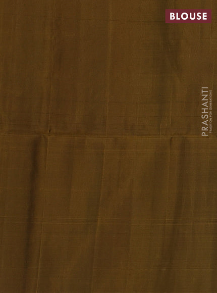 Jamun & Mustard Green Kanchipuram Soft Silk Saree - Buttas
