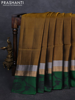Mehendi Green & Green Kanchipuram Soft Silk Saree - Buttas