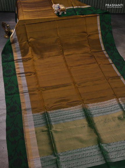 Mehendi Green & Green Kanchipuram Soft Silk Saree - Buttas