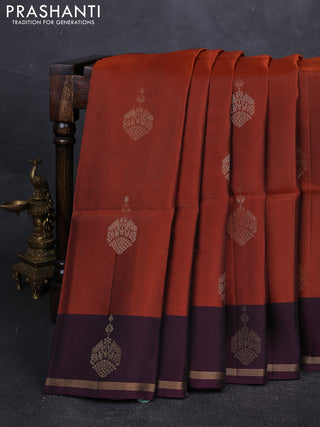 Rust & Wine Kanchipuram Soft Silk Saree - Buttas