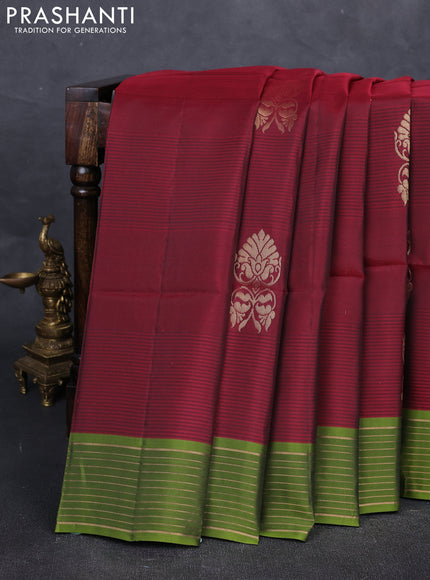 Maroon & Green Kanchipuram Soft Silk Saree - Buttas