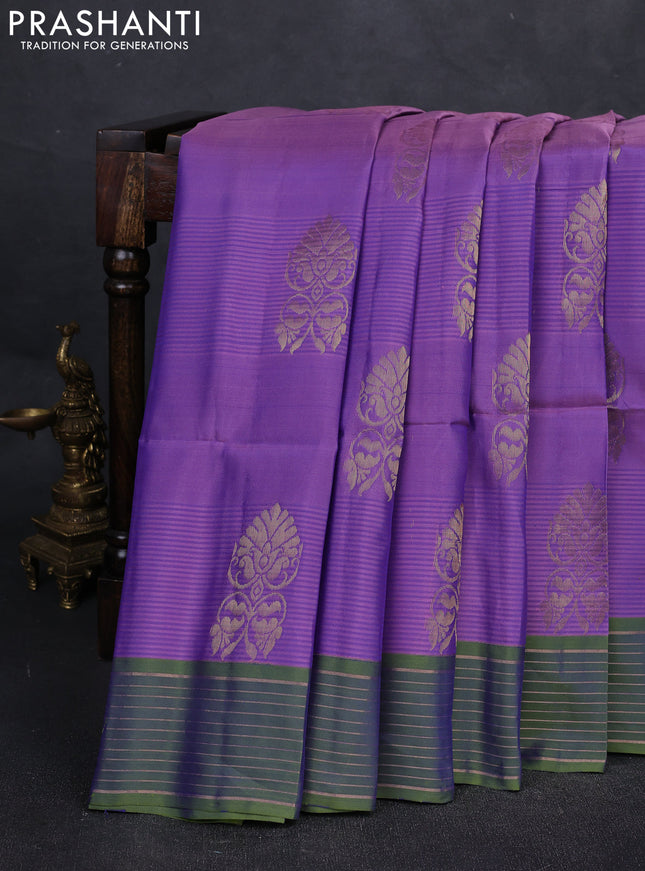 Lavender & Green Kanchipuram Soft Silk Saree - Buttas