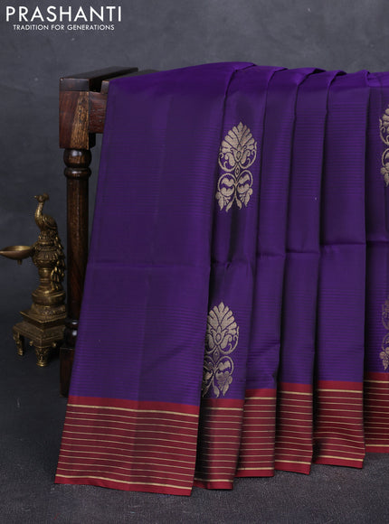 Violet & Maroon Kanchipuram Soft Silk Saree - Buttas