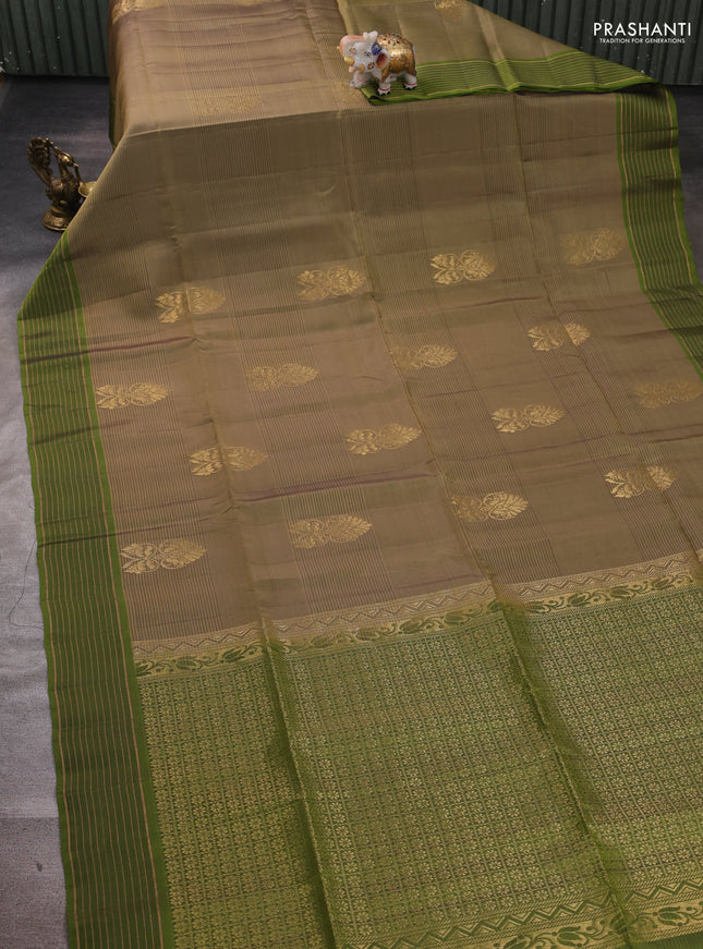 Elaichi green & green Kanchipuram Soft Silk Saree - Buttas
