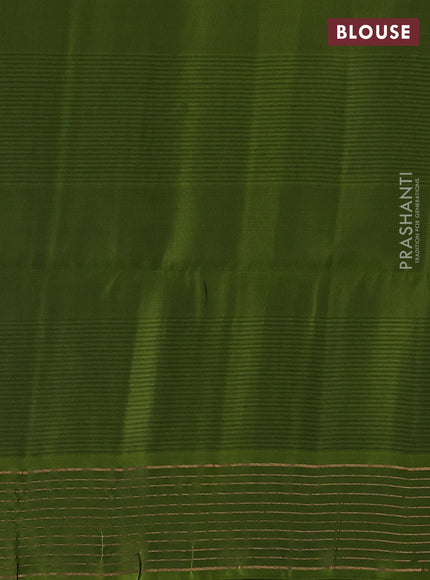 Grey & Green Kanchipuram Soft Silk Saree - Buttas