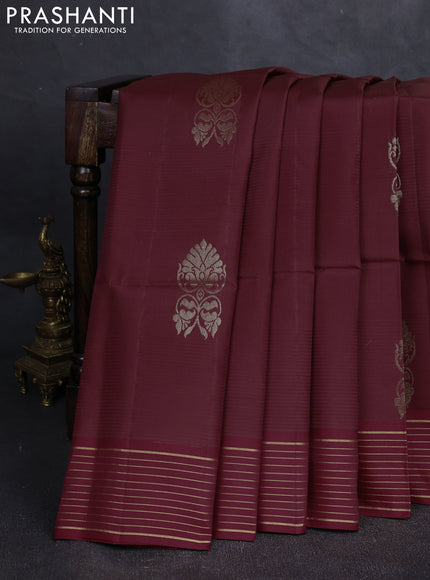 Maroon Kanchipuram Soft Silk Saree - Buttas