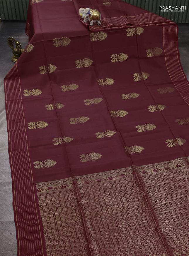 Maroon Kanchipuram Soft Silk Saree - Buttas