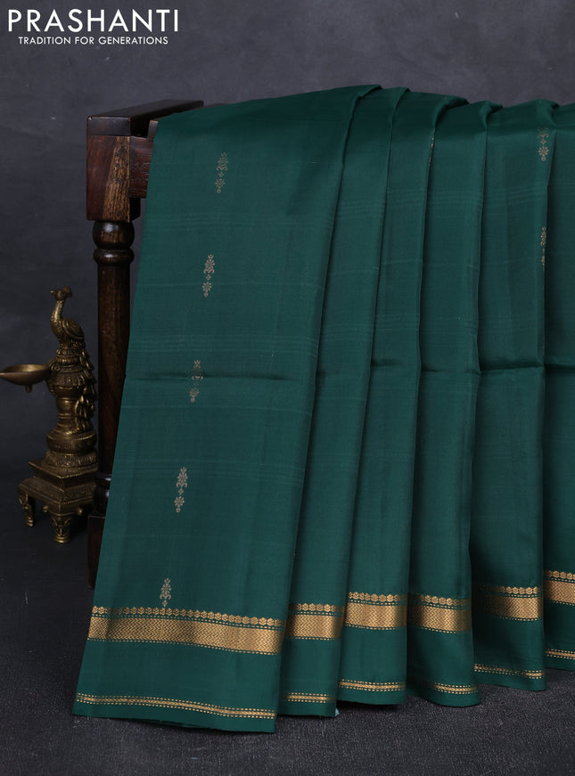 Green & Red Kanchipuram Soft Silk Saree - Buttas