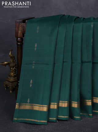 Green & Red Kanchipuram Soft Silk Saree - Buttas