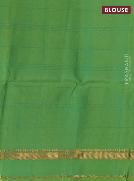 Navy Blue & Green Kanchipuram Soft Silk Saree - Buttas