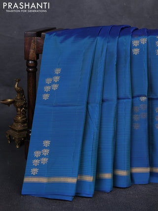 Blue Kanchipuram Soft Silk Saree - Buttas
