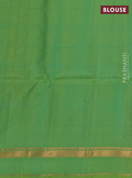 Mustard Yellow & Green Kanchipuram Soft Silk Saree - Buttas
