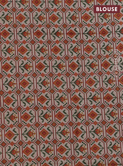 Maroon & Beige Semi Tussar Embroidery Saree - Printed Blouse