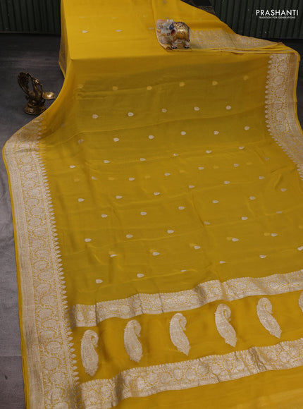 Yellow Banarasi Chiffon Saree - Buttas