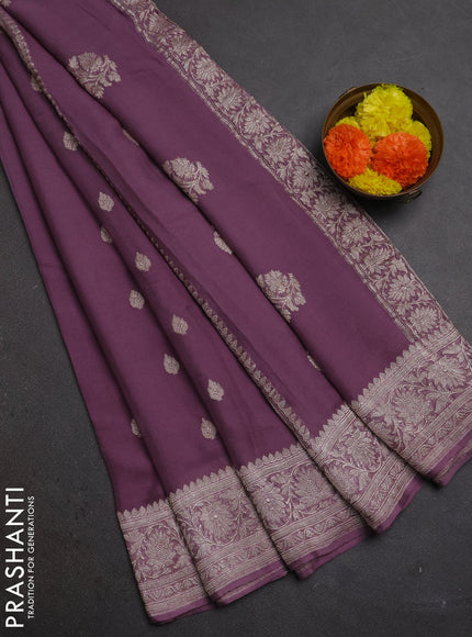 Pastel Purple Banarasi Chiffon Saree - Buttas