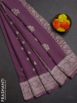 Pastel Purple Banarasi Chiffon Saree - Buttas
