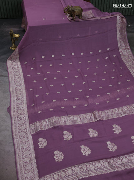 Pastel Purple Banarasi Chiffon Saree - Buttas