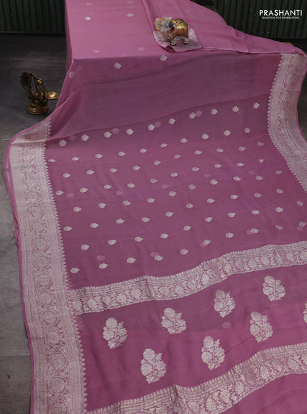 Mauve Pink Banarasi Chiffon Saree - Buttas