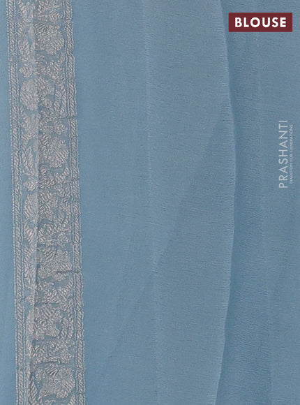 Pastel Blue Banarasi Chiffon Saree - Buttas