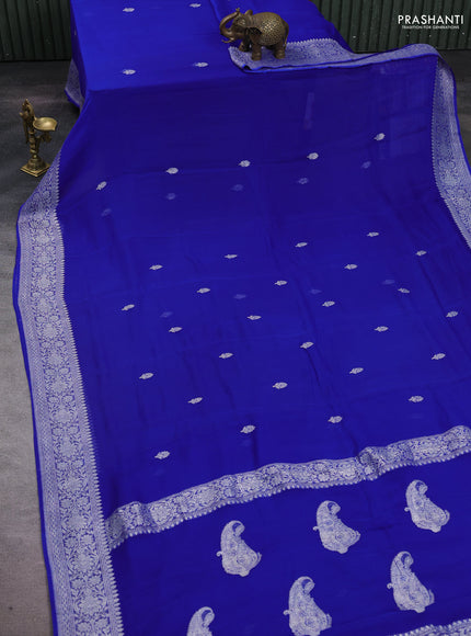 Royal Blue Banarasi Chiffon Saree - Buttas