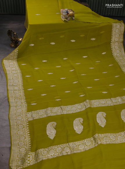 Green Banarasi Chiffon Saree - Buttas
