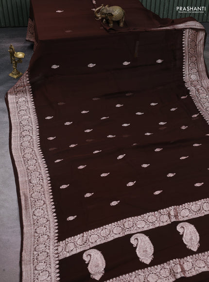 Brown Banarasi Chiffon Saree - Buttas