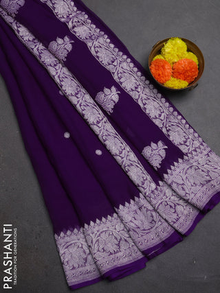 Violet Banarasi Chiffon Saree - Buttas