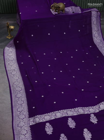 Violet Banarasi Chiffon Saree - Buttas