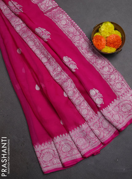 Pink Banarasi Chiffon Saree - Buttas