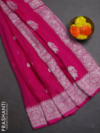 Pink Banarasi Chiffon Saree - Buttas