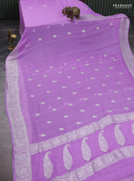 Lavender Banarasi Chiffon Saree - Buttas