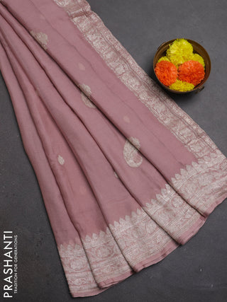 Pastel Pink Banarasi Chiffon Saree - Buttas