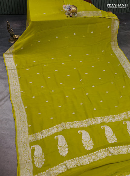 Green Banarasi Chiffon Saree - Buttas