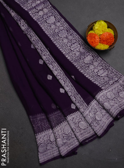 Violet Banarasi Chiffon Saree - Buttas