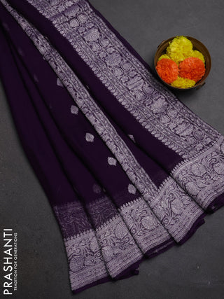 Violet Banarasi Chiffon Saree - Buttas