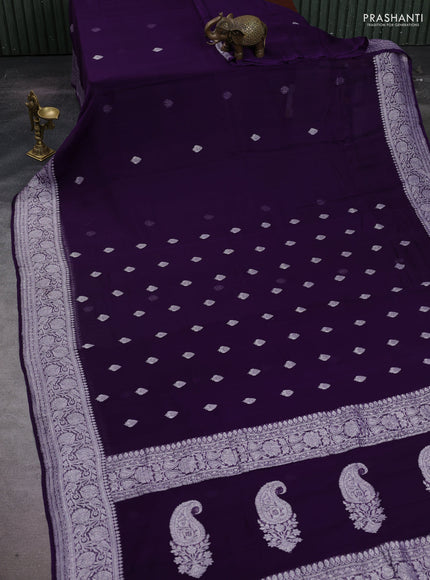 Violet Banarasi Chiffon Saree - Buttas