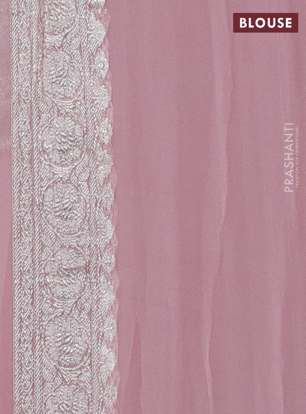 Rosy Pink Banarasi Chiffon Saree - Buttas