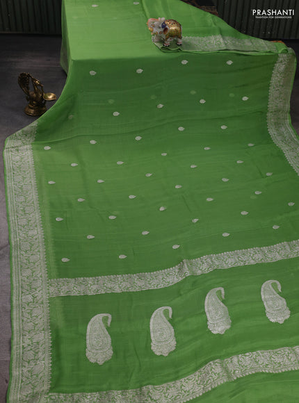 Green Banarasi Chiffon Saree - Buttas