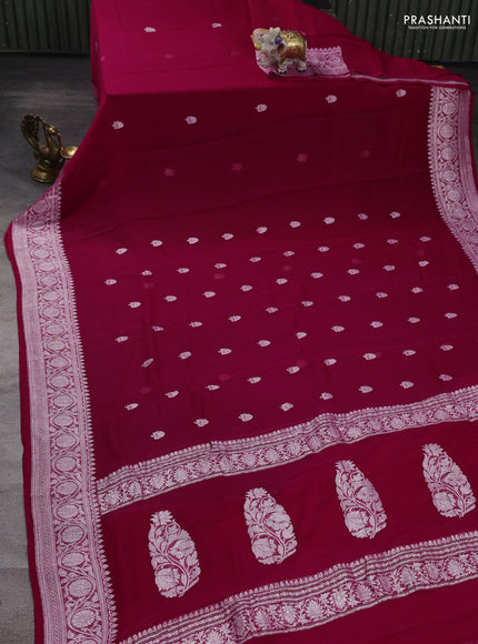 Pink Banarasi Chiffon Saree - Buttas