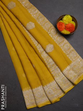 Yellow Banarasi Chiffon Saree - Buttas