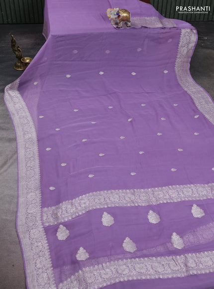 Lavender Banarasi Chiffon Saree - Buttas