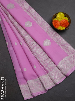 Lotus Pink Banarasi Chiffon Saree - Buttas