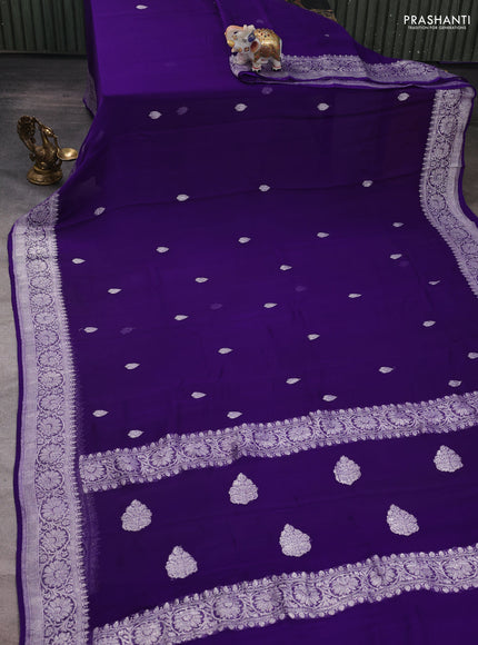 Violet Banarasi Chiffon Saree - Buttas