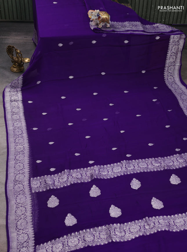 Violet Banarasi Chiffon Saree - Buttas