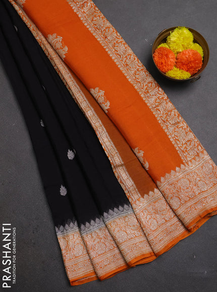Grey &  Banarasi Chiffon Saree - Buttas