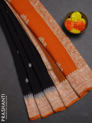 Grey &  Banarasi Chiffon Saree - Buttas